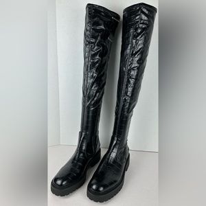 New FRANCO SARTO Women’s A-Fera Cocodrile Faux Leather WC Boots Size 8 Medium